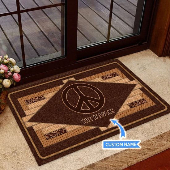 Hippie Personalized Custom Name Doormat Welcome Mat
