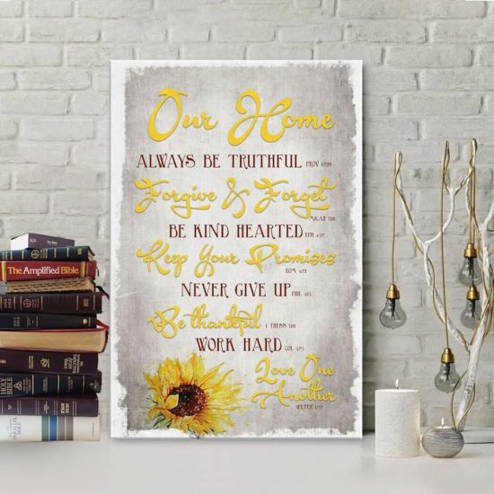 Home Rules With Scripture Verses Canvas Wall Art