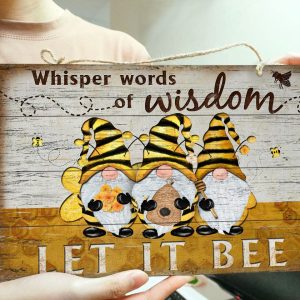 Honey Bee Gnome Let It Bee Customized Wood Rectangle Sign 2
