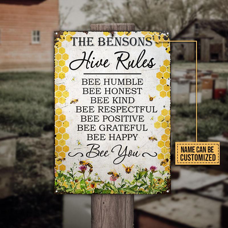 Honey Bee Hive Rules Custom Classic Metal Signs