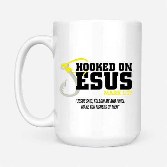 Hooked On Jesus Mark 117 Bible Verse Coffee Mug 2