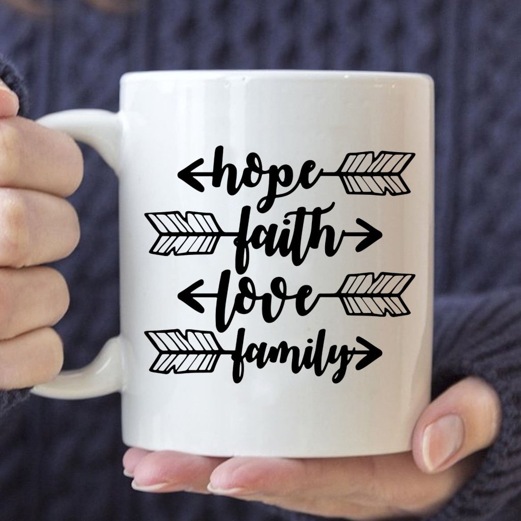 Hope Faith Love Family Coffee Mug