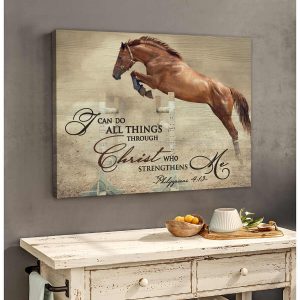 Horse Canvas I Can Do All Things Through Christ Wall Art Decor 3