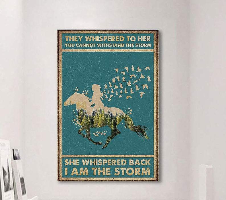 Horse-Girl-Canvas-Motivation-Quotes-Canvas-They-Whispered-To-Her-You-Cannot-Withstand-The-Storm-Canvas Horse Girl Canvas