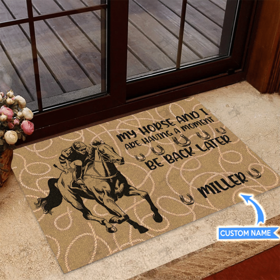 Horse Racing Be Back Later Personalized Custom Name Doormat Welcome Mat