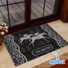 Horse Racing  Black Personalized Custom Name Doormat Welcome Mat
