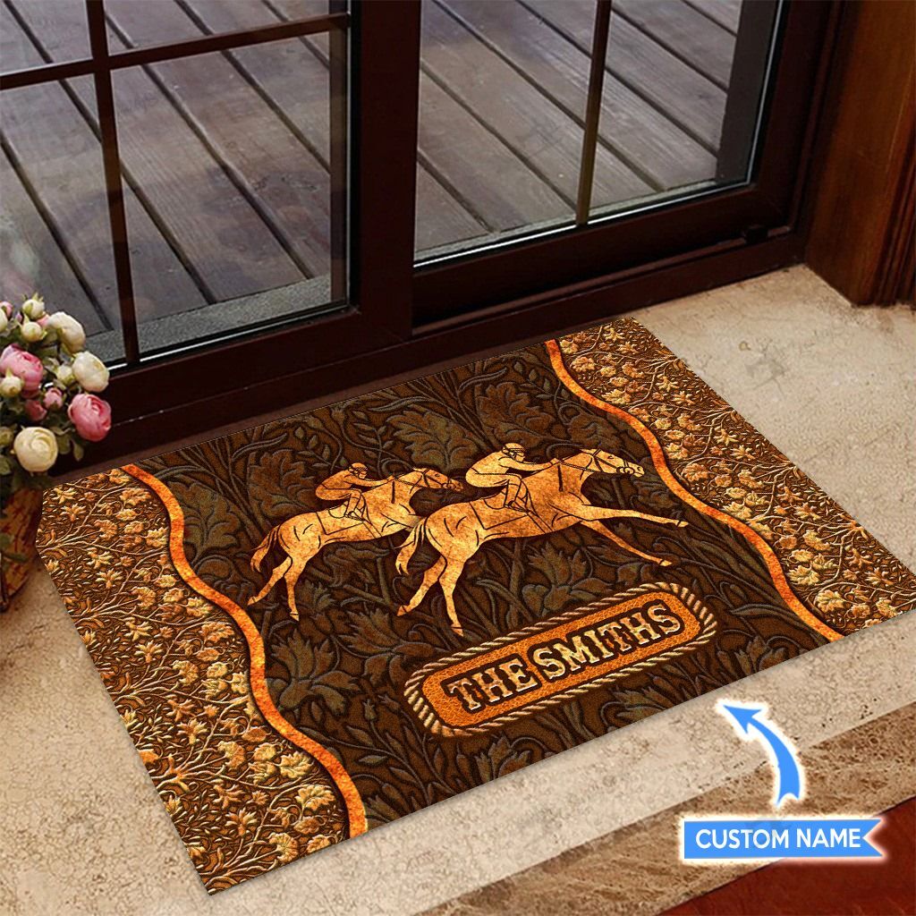 Horse-Racing-Personalized-Custom-Name-Doormat-Welcome-Mat Horse Racing Personalized Custom Name Doormat Welcome Mat