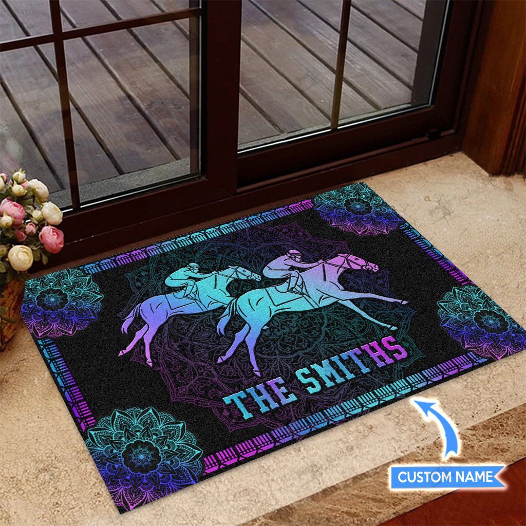 Horse-Racing-Personalized-Custom-Name-Doormat-Welcome-Mat Horse Racing Personalized Custom Name Doormat Welcome Mat