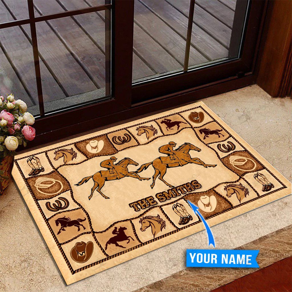 Horse-Racing-Personalized-Custom-Name-Doormat-Welcome-Mat Horse Racing Personalized Custom Name Doormat Welcome Mat