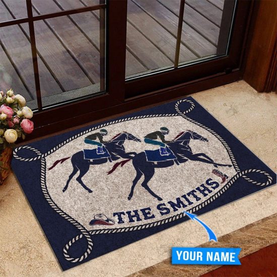 Horse Racing Personalized Custom Name Doormat Welcome Mat