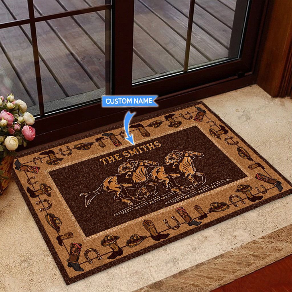 Horse-Racing-Personalized-Custom-Name-Doormat-Welcome-Mat Horse Racing Personalized Custom Name Doormat Welcome Mat