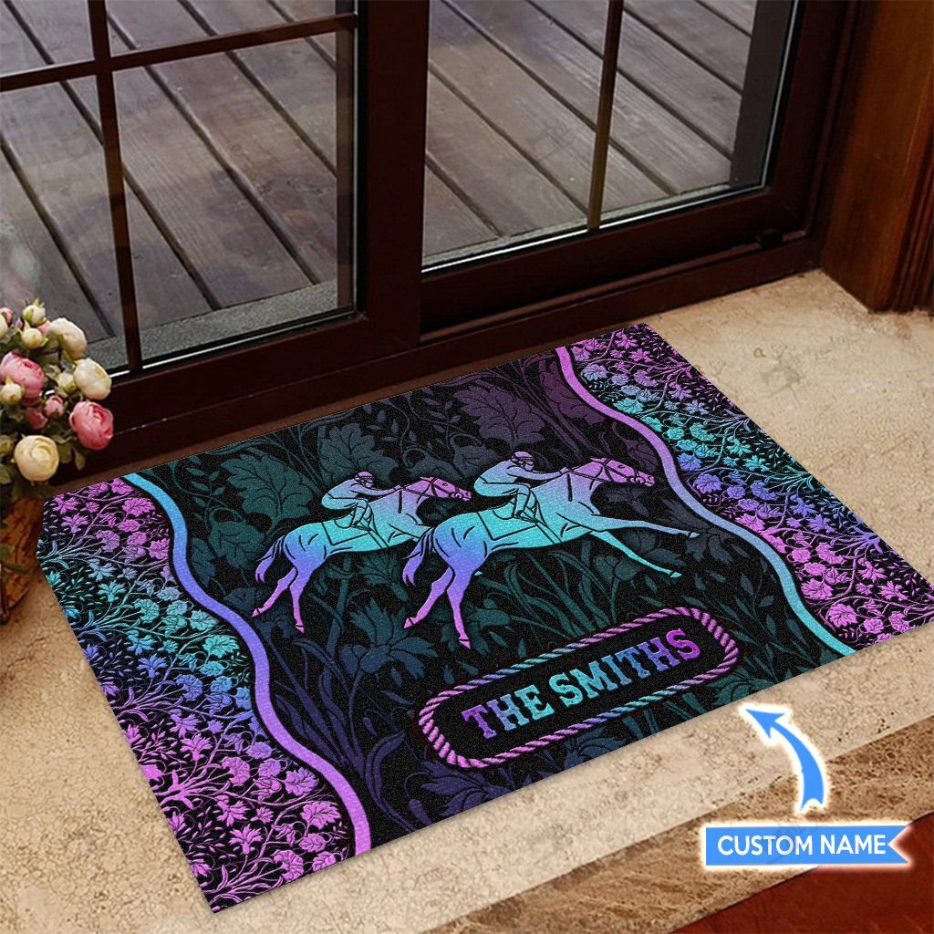 Horse-Racing-Personalized-Custom-Name-Doormat-Welcome-Mat Horse Racing Personalized Custom Name Doormat Welcome Mat
