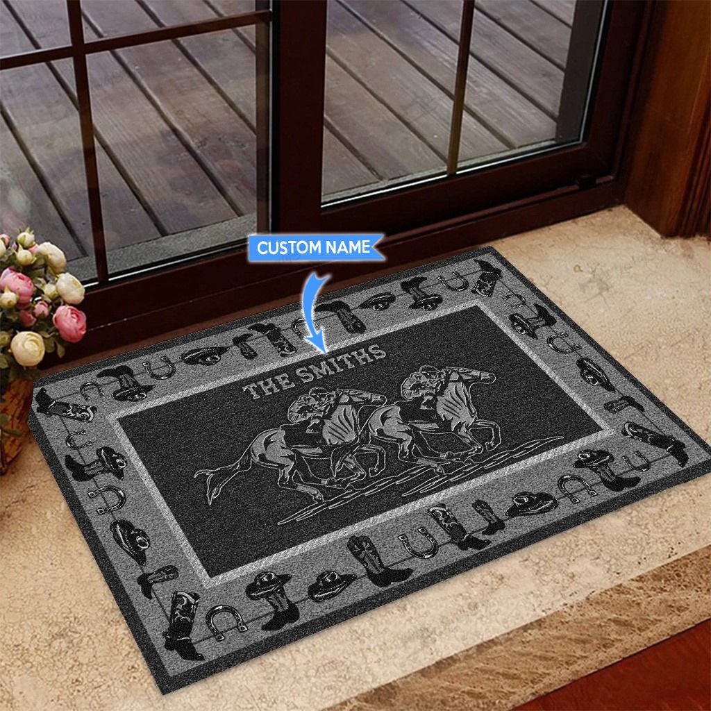 Horse-Racingblack-Version-Personalized-Custom-Name-Doormat-Welcome-Mat Horse Racingblack Version Personalized Custom Name Doormat Welcome Mat