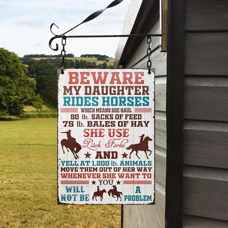 Horse Riding Beware She Haul Custom Classic Metal Signs