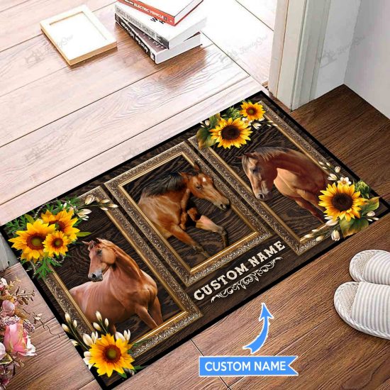Horses Personalized Custom Name Doormat Welcome Mat