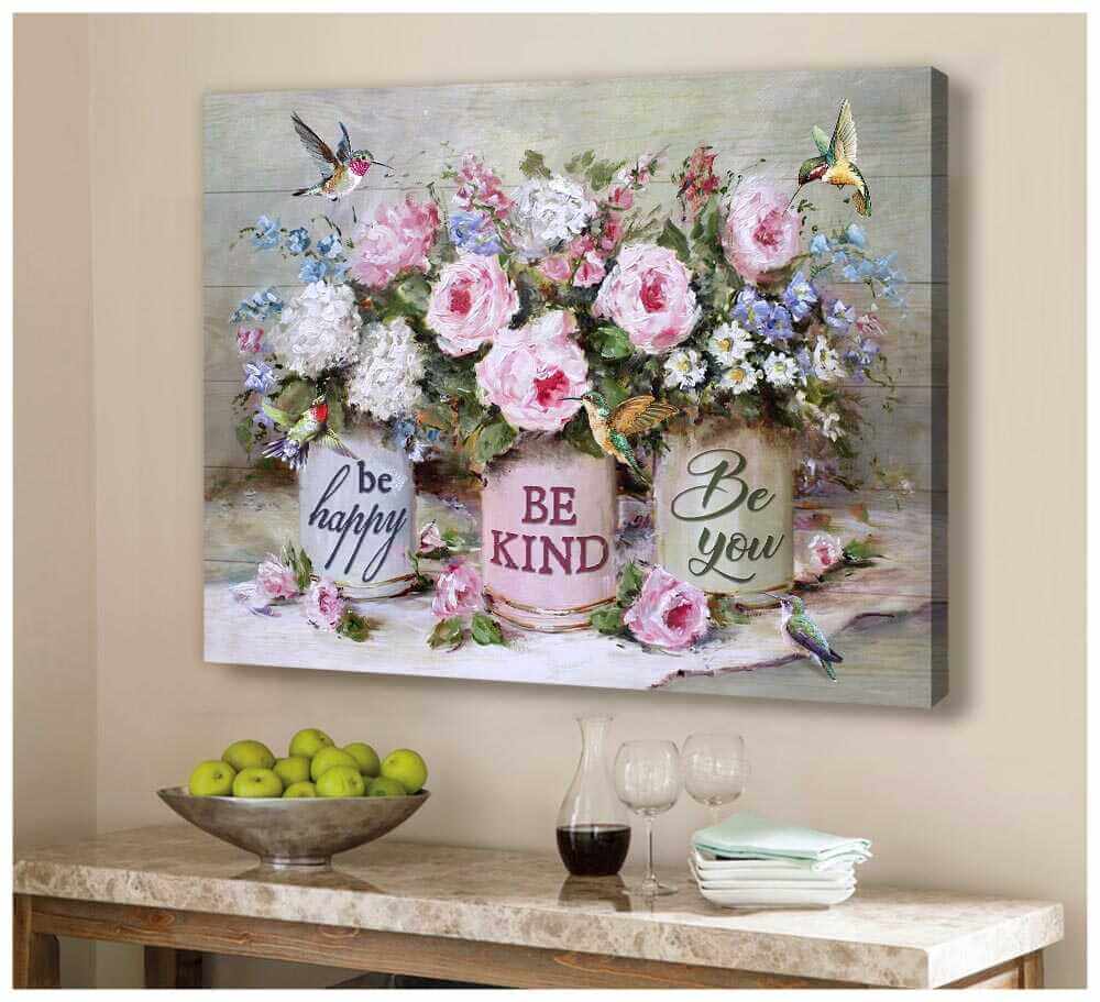 Hummingbird-Canvas-Be-Happy-Be-Kind-Be-You-Wall-Art-Decor-2 Hummingbird Canvas Be Happy Be Kind Be You Wall Art Decor 2