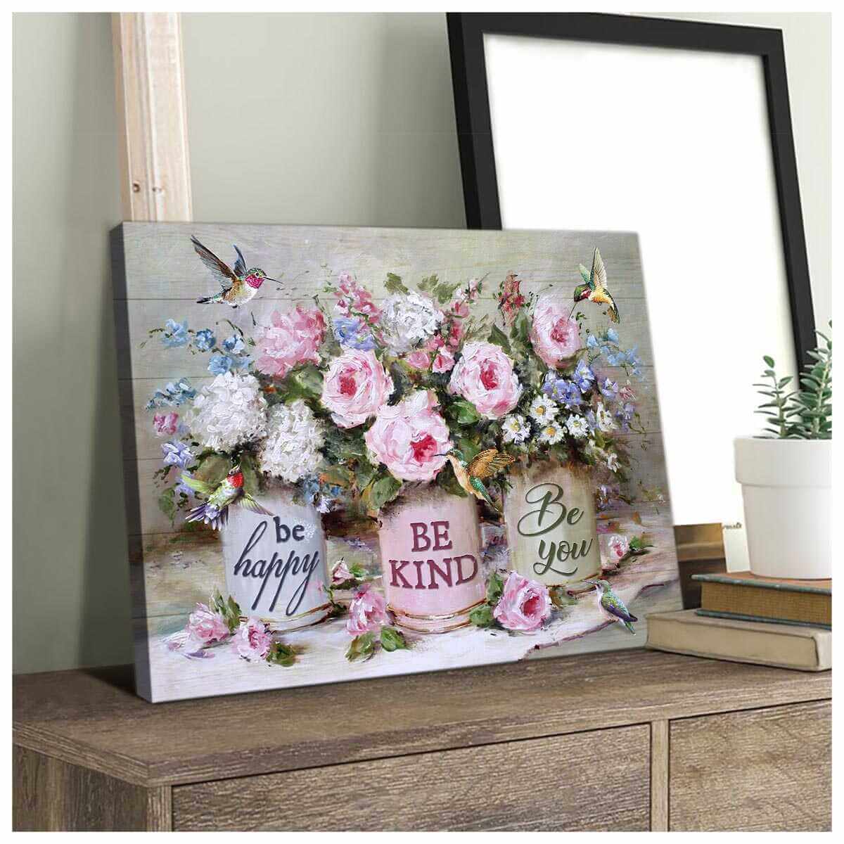 Hummingbird-Canvas-Be-Happy-Be-Kind-Be-You-Wall-Art-Decor Hummingbird Canvas Be Happy Be Kind Be You Wall Art Decor