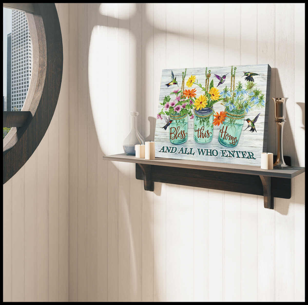 Hummingbird-Canvas-Bless-This-Home-Wall-Art-Decor-3 Hummingbird Canvas Bless This Home Wall Art Decor 3
