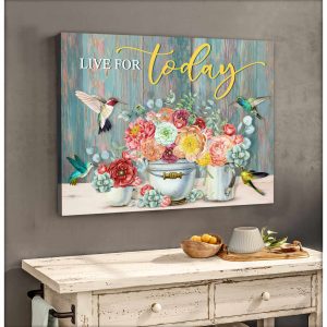 Hummingbird Canvas Live For Today Wall Art Decor 1