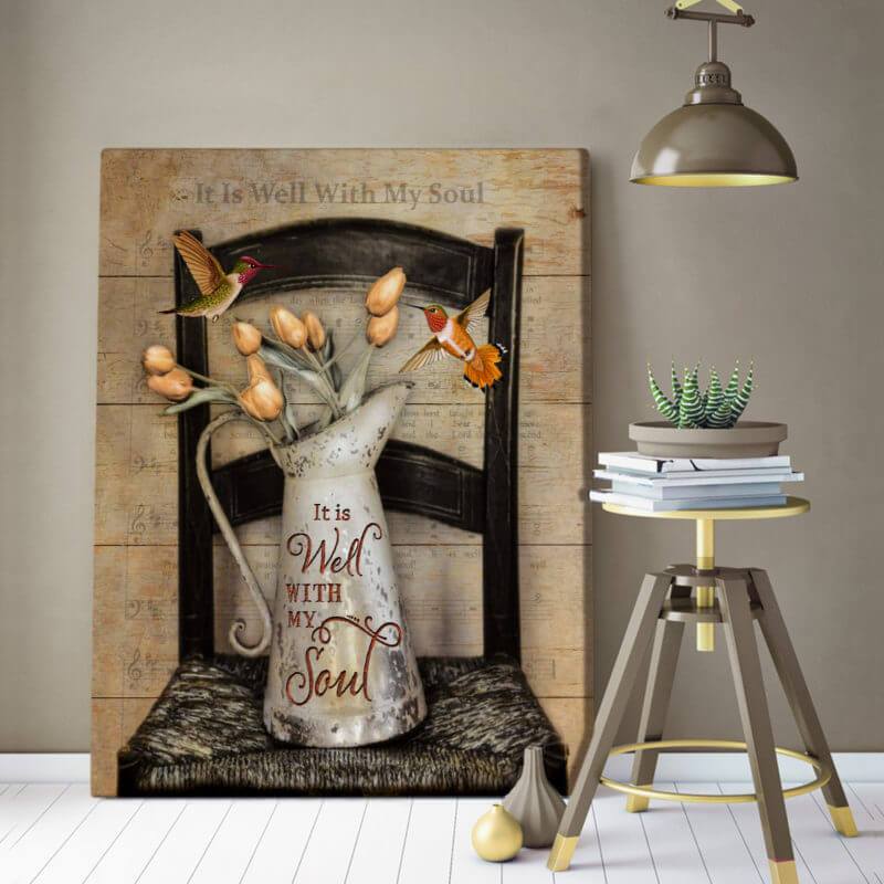 Hummingbird Canvas Wall Art - Canvas Hummingbird It Is Well With My Soul Canvas