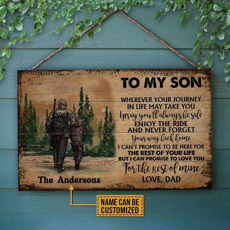 Hunting Dad And Son To My Son Custom Wood Rectangle Sign