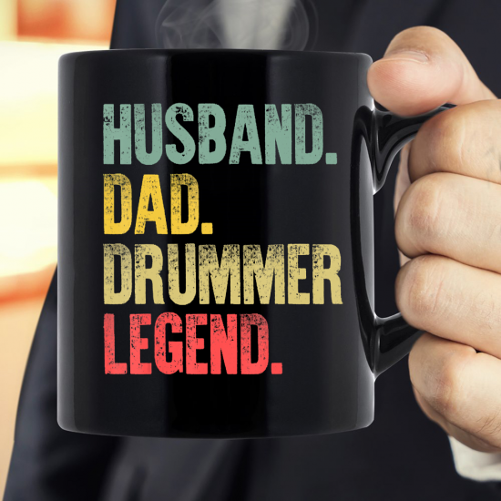 Husband Dad Drummer Legend Retro Mug