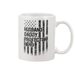 Husband Daddy Protector Hero Mug American Flag Dad Mug 1