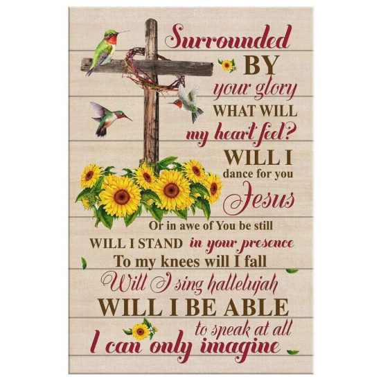 I Can Only Imagine Hummingbird Sunflower Cross Wall Art Canvas 2