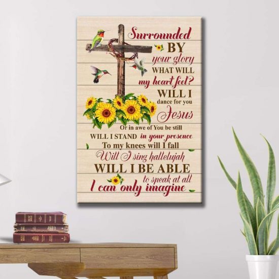 I Can Only Imagine Hummingbird Sunflower Cross Wall Art Canvas