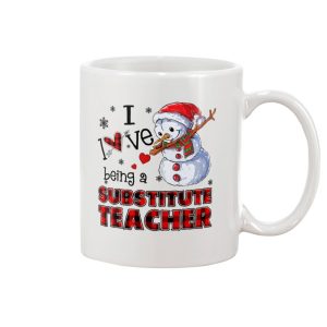 I Love Being A Substitute Teacher Christmas White Mug