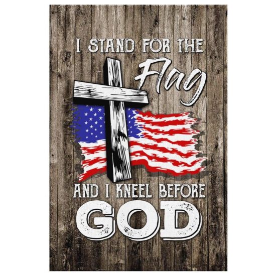 I Stand For The Flag And I Kneel Before God Christian Canvas Wall Art 2