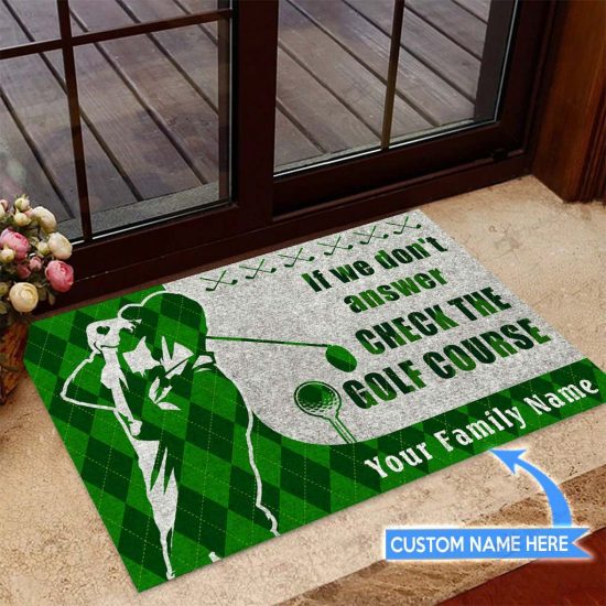 If We Don'T Answer Check The Golf Course Personalized Custom Name Doormat Welcome Mat