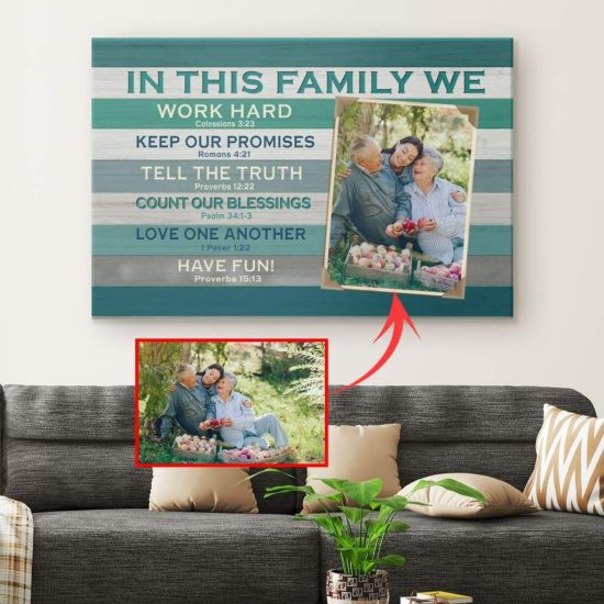 In This Family Personalized Photo Canvas Wall Art