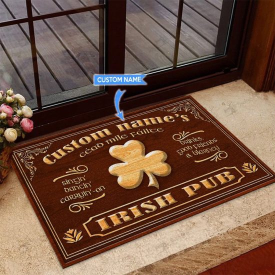Irish Pub Personalized Custom Name Doormat Welcome Mat