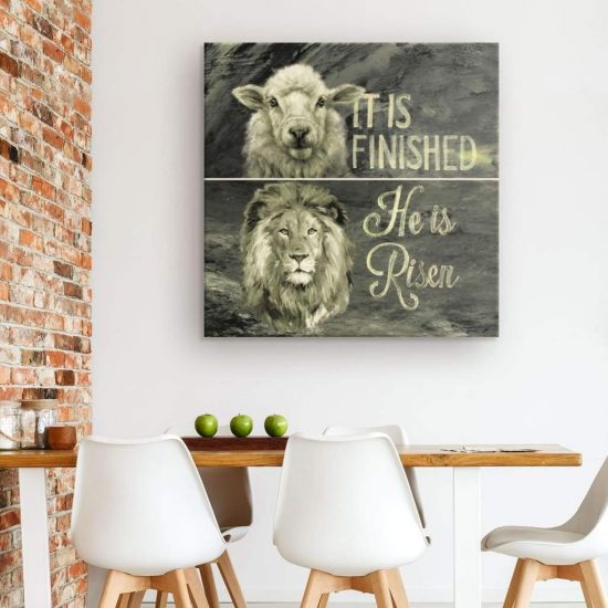 It Is Finished He Is Risen Canvas Wall Art Christian Wall Art 1