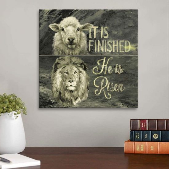 It Is Finished He Is Risen Canvas Wall Art - Christian Wall Art