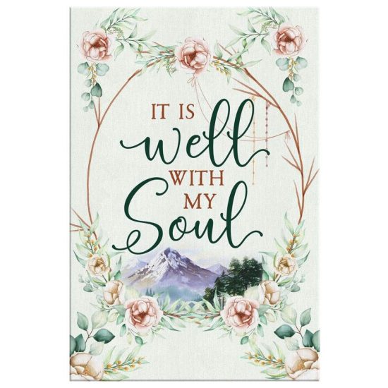 It Is Well With My Soul Floral Christian Canvas Wall Art 2