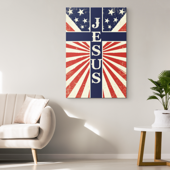 Jesus American Flag Canvas Wall Art 1 1