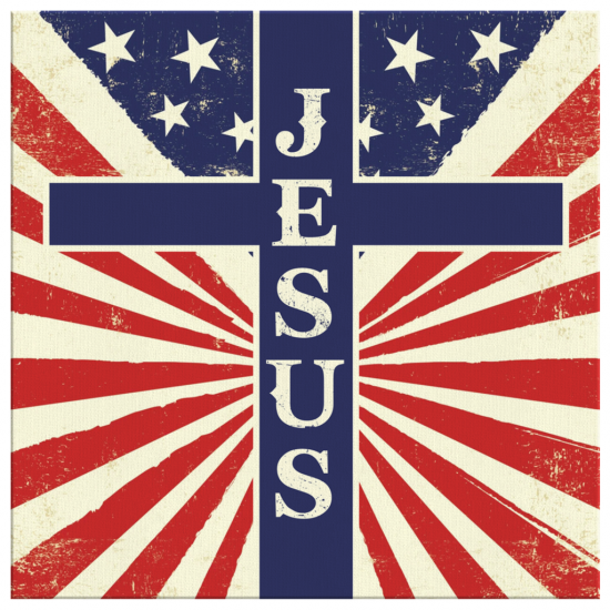 Jesus American Flag Canvas Wall Art 2