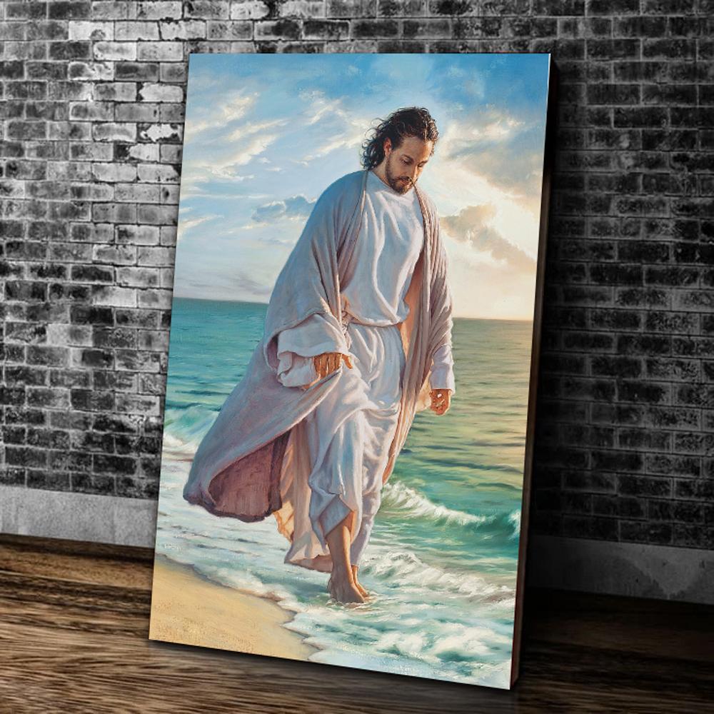 Jesus Christ Walking On The Beach, Christian Home Wall Decor, Gift For ...