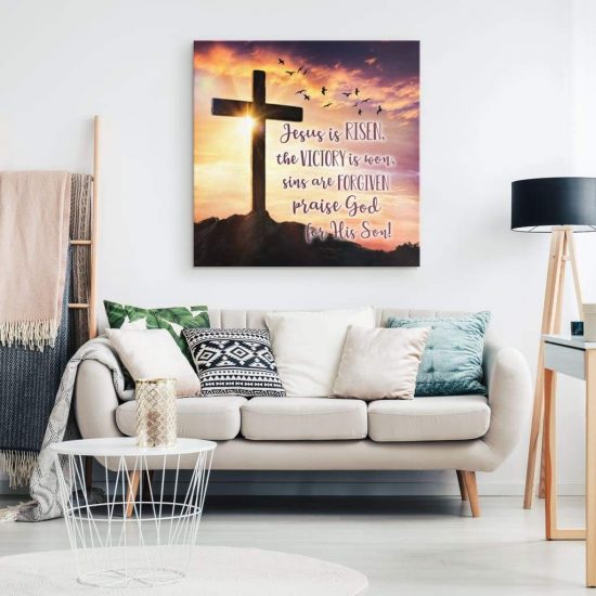 Jesus Is Risen The Victory Is Won Christian Wall Art Canvas Print 1