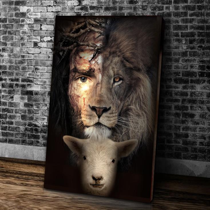 Jesus Lion And Lamb The Perfect Combination Canvas, Lion Of Judah, Christian Canvas