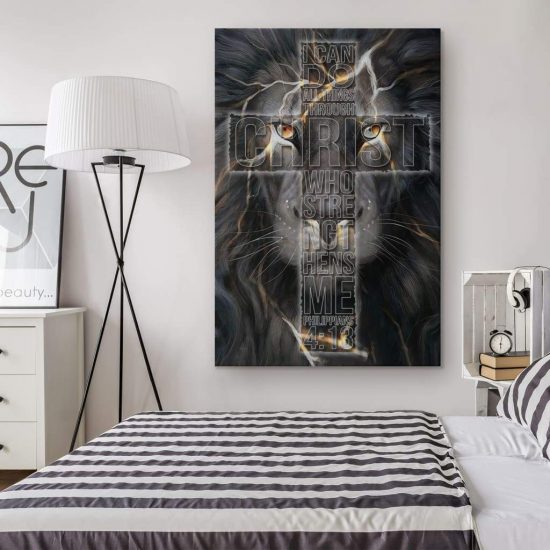 Jesus Lion I Can Do All Things Through Christ Christian Wall Art Canvas 1