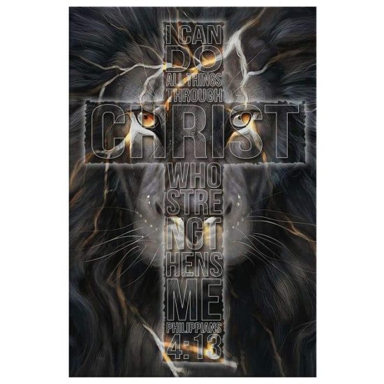 Jesus Lion I Can Do All Things Through Christ Christian Wall Art Canvas 2