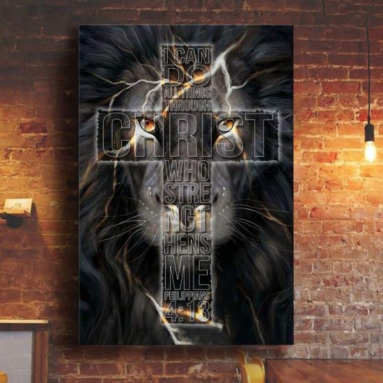 Jesus Lion I Can Do All Things Through Christ Christian Wall Art Canvas