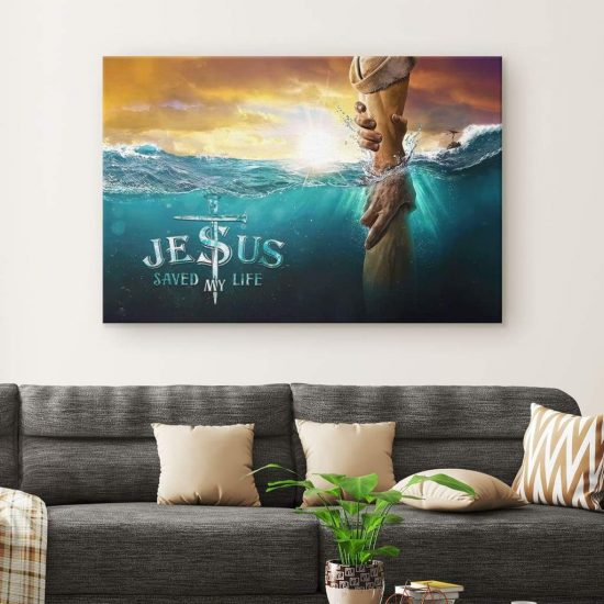 Jesus Saved My Life Jesus Reaching Out His Hand Christian Wall Art Canvas 1