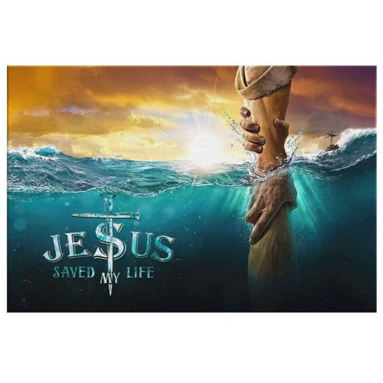 Jesus Saved My Life Jesus Reaching Out His Hand Christian Wall Art Canvas 2