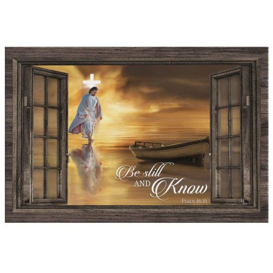 Jesus Walking On Water Be Still And Know Psalm 4610 Bible Verse Wall Art Canvas 2