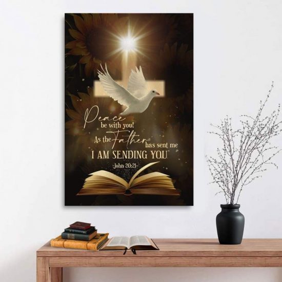 John 20:21 Peace Be With You Canvas - Bible Verse Wall Art