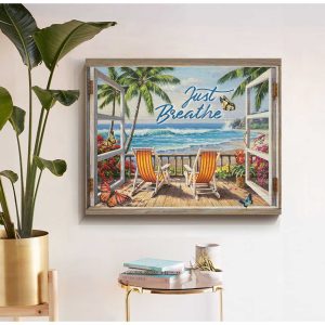 Just Breathe Butterflies Beach House Canvas Prints Wall Art Decor 2